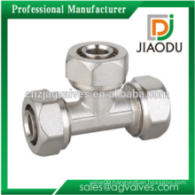 Brass Forged Equal Tee Compression Fittings For PEX-AL-PEX Pipe